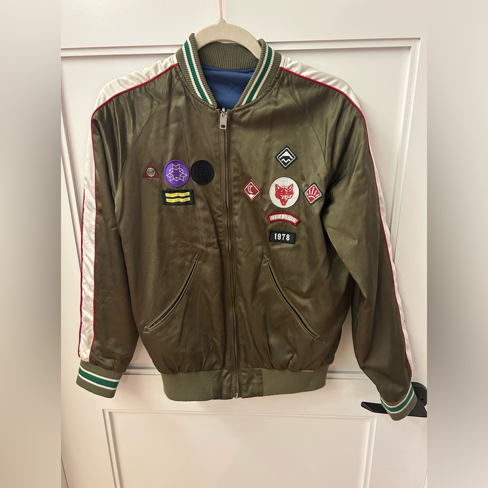 Diesel reversible bomber jacket Sz Small green and blue orig $348 - Picture 3 of 11